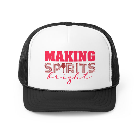 Making Spirits Bright Christmas Holiday Tall Trucker Caps