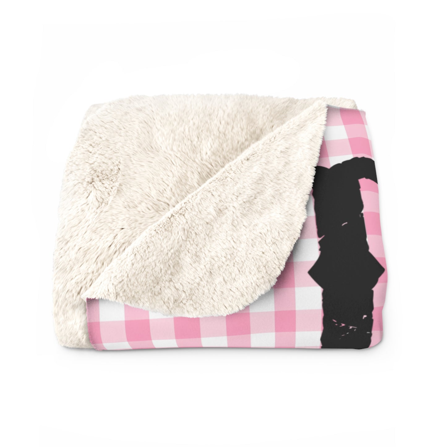 Dolly Portrait Pink Checkerboard Sherpa Fleece Blanket