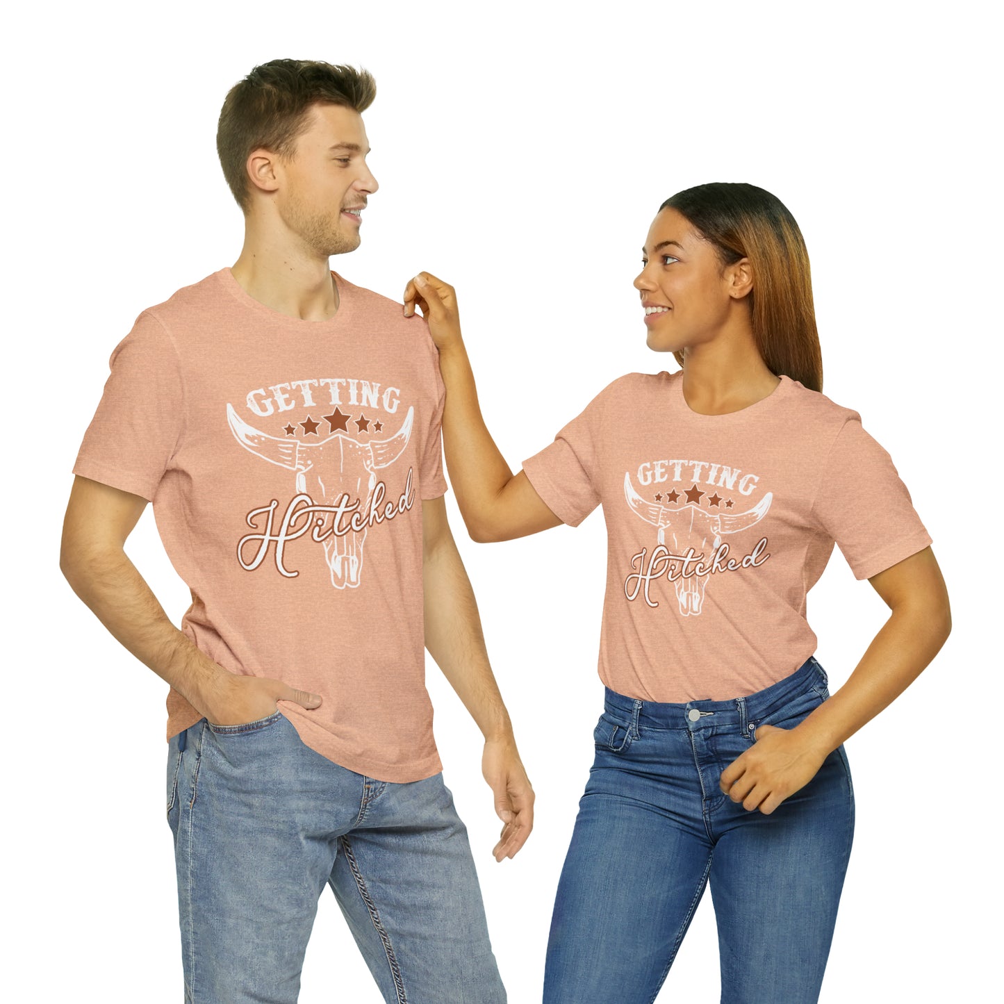 Vintage Getting Hitched Bride/ Groom T-Shirt - White Design