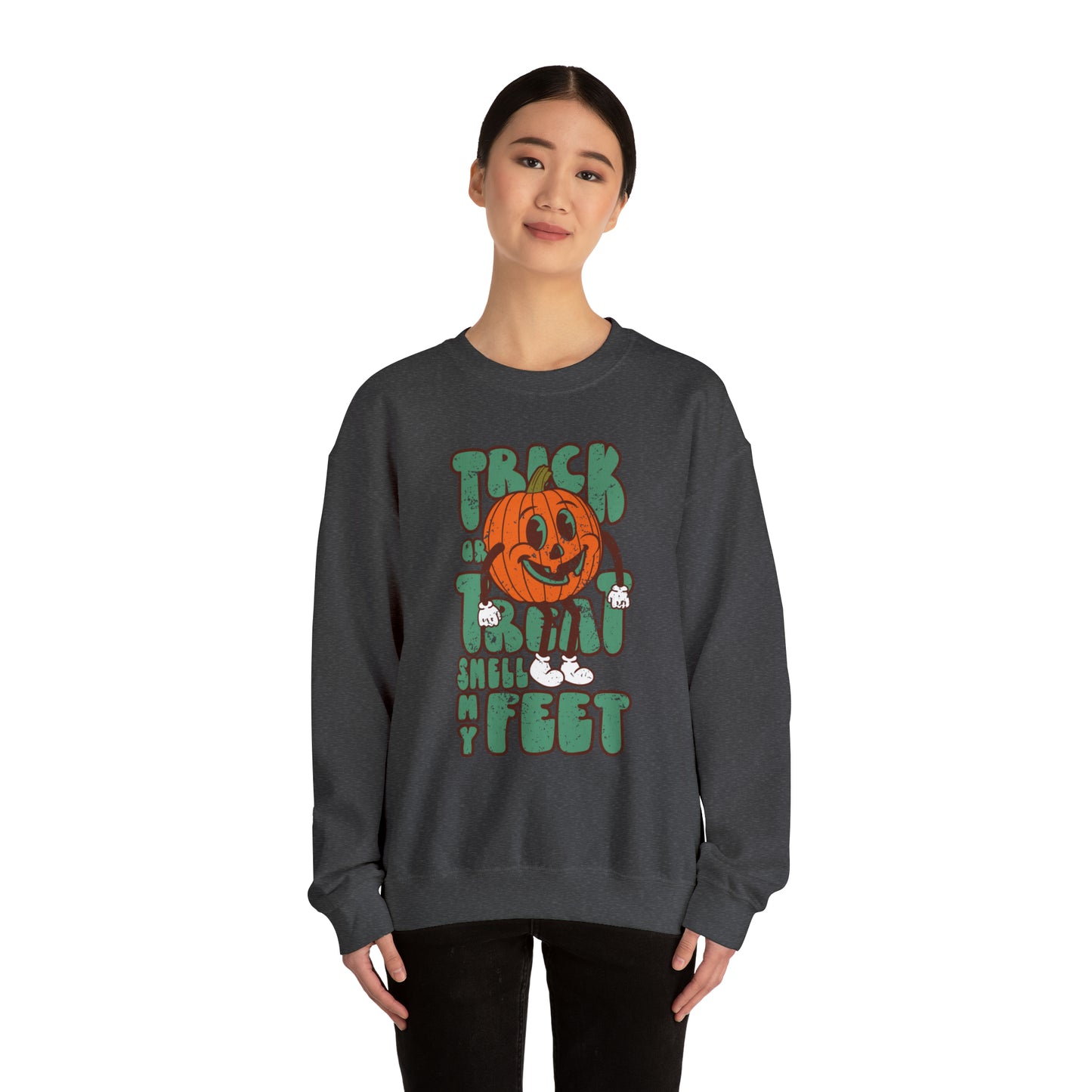 Distressed Trick or Treat Smell My Feet Heavy Blend™ Crewneck Sweatshirt