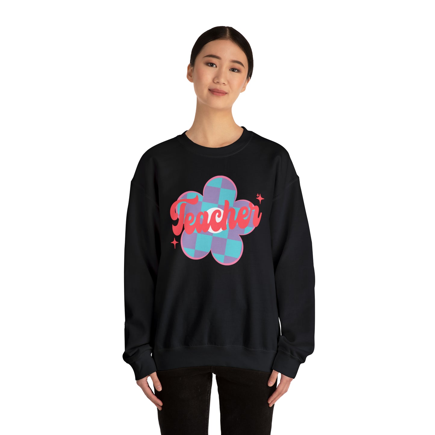 Plaid Daisy Teacher Heavy Blend™ Crewneck Sweatshirt