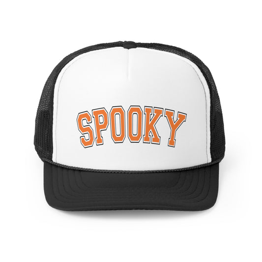 Orange Spooky University Print Halloween/ Fall Tall Trucker Caps