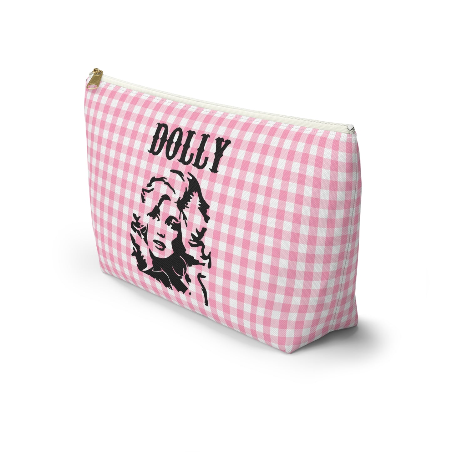 Dolly Portrait Pink Checkerboard Accessory Pouch w T-bottom