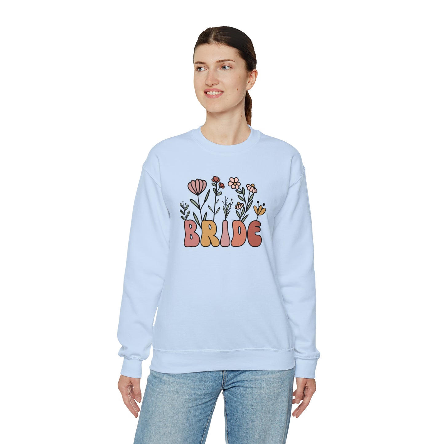 Boho Floral Bride Unisex Heavy Blend™ Crewneck Sweatshirt