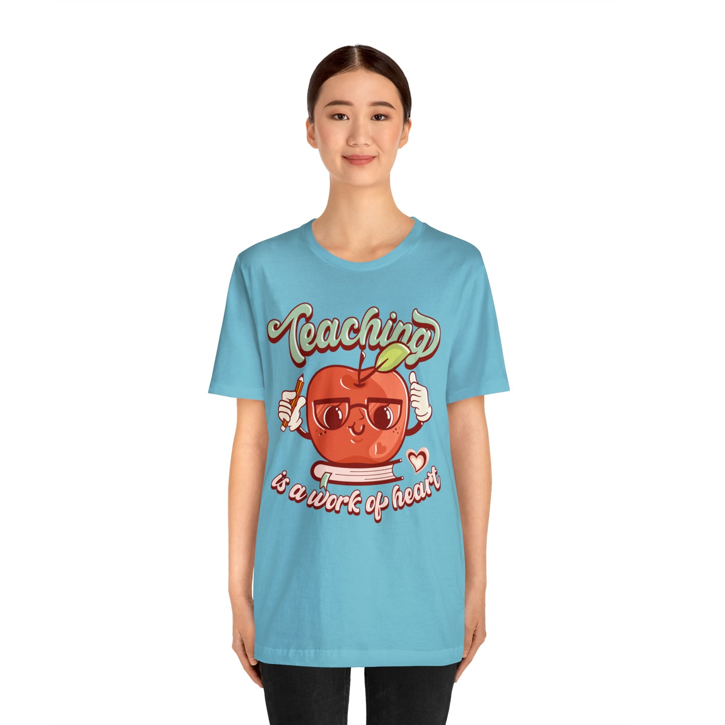 Vintage Teaching is a Work of Heart Unisex Jersey Short Sleeve Tee