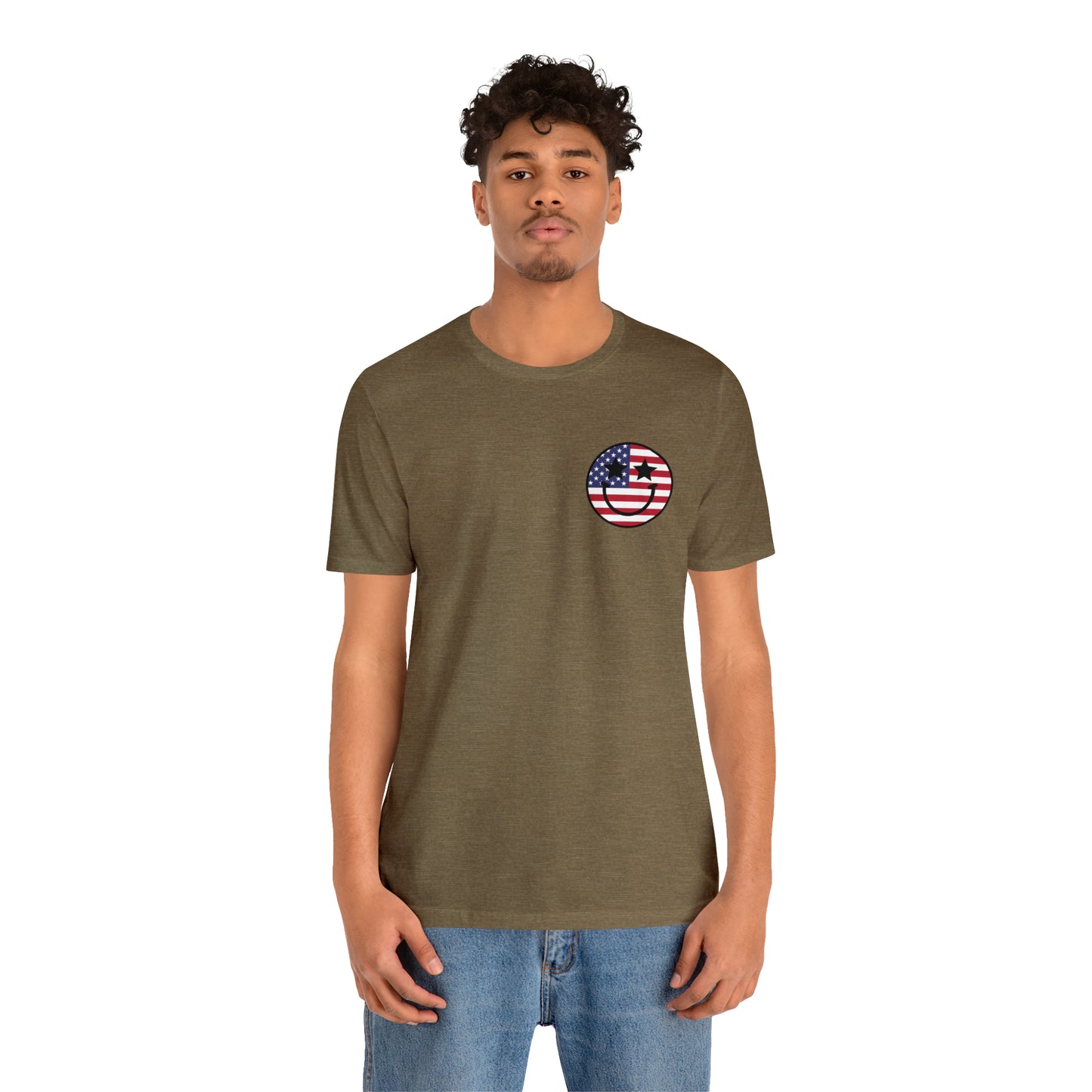 "Jesus Christ Stars and Stripes" (Front and Back Design) Unisex Jersey Short Sleeve Tee