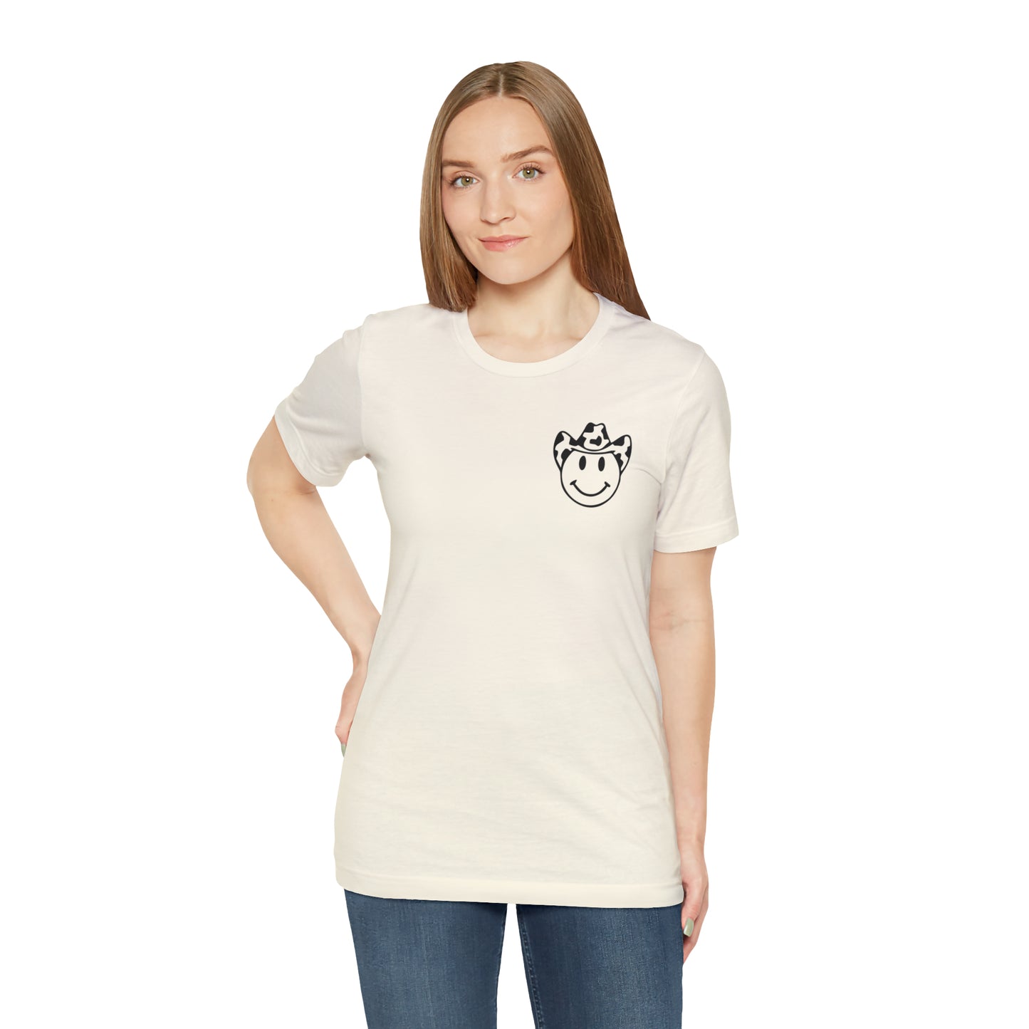 "Smiley Face HOWDY"  (Front and Back Design)  Unisex Jersey Short Sleeve Tee