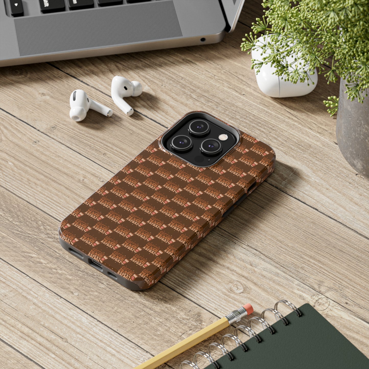 Coffee Teach Repeat Patterned Tough Phone Cases