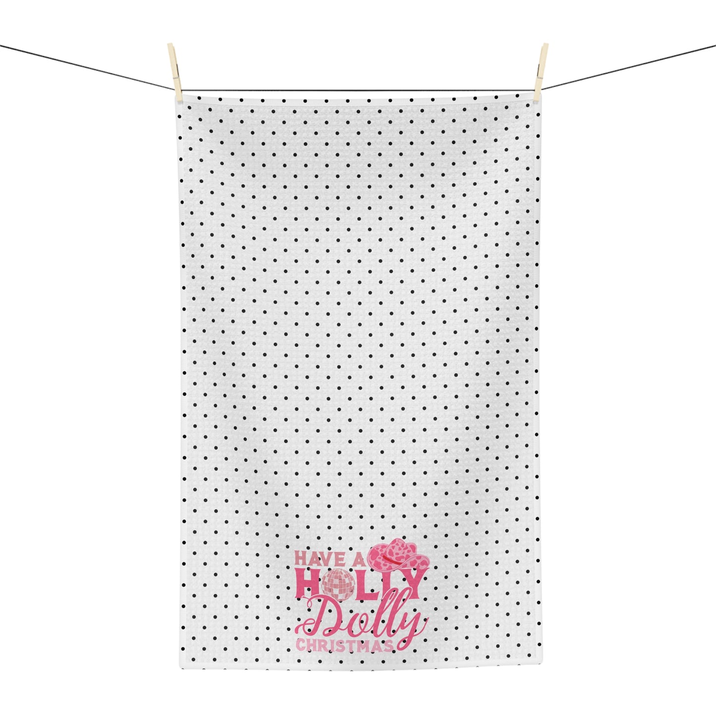 Have a Holly Dolly Christmas/ Holiday Polka Dot Print Soft Tea Towel