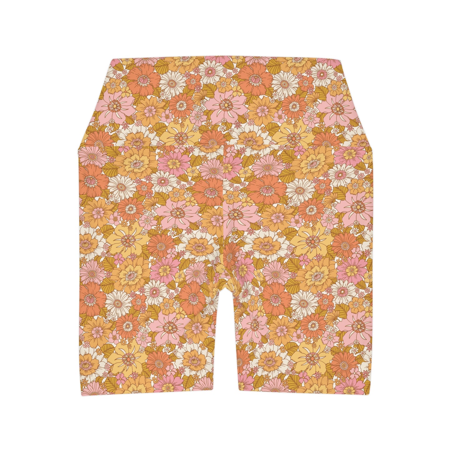 Retro Golden Floral Yoga Shorts