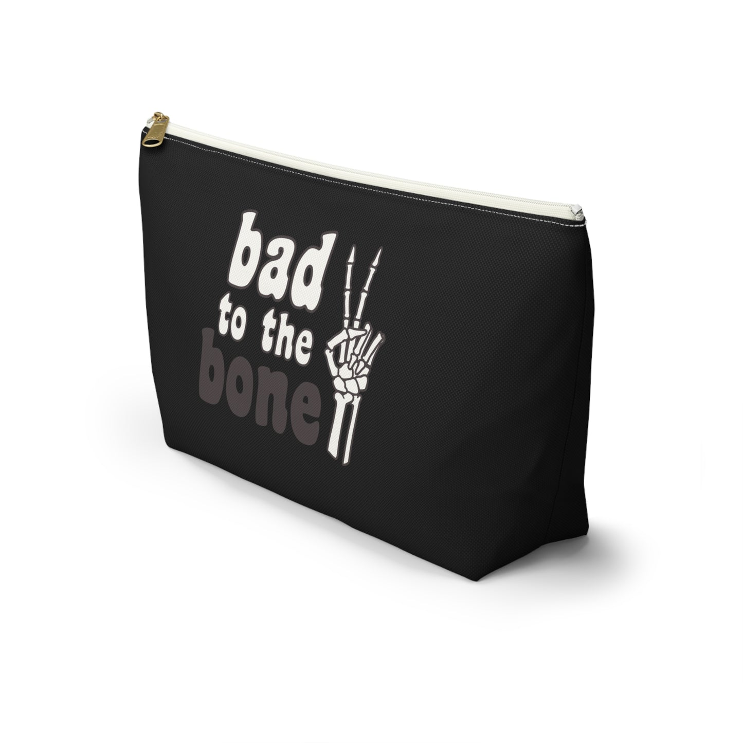 Bad to the Bone Skeleton Hand Peace Sign Accessory Pouch w T-bottom