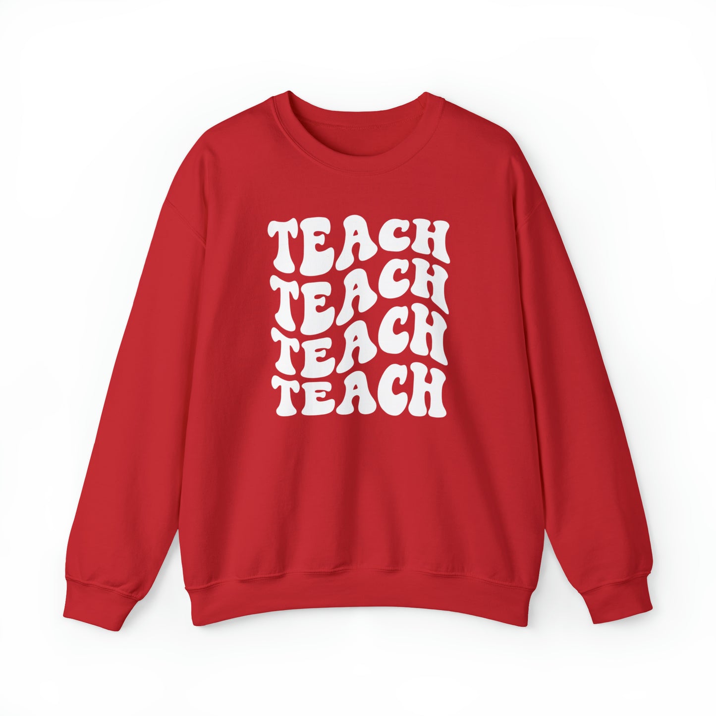 Teach Teach Teach Teach White Logo Unisex Heavy Blend™ Crewneck Sweatshirt