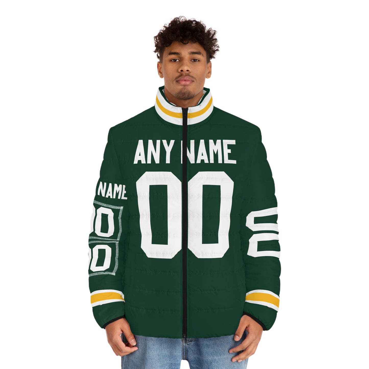 Green Bay Any Name & Number Game Day Men's Puffer Coat/ Jacket