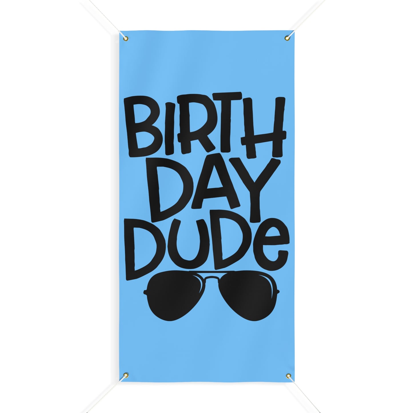 Happy Birthday Dude with Aviator Glasses Matte Banner - Pink