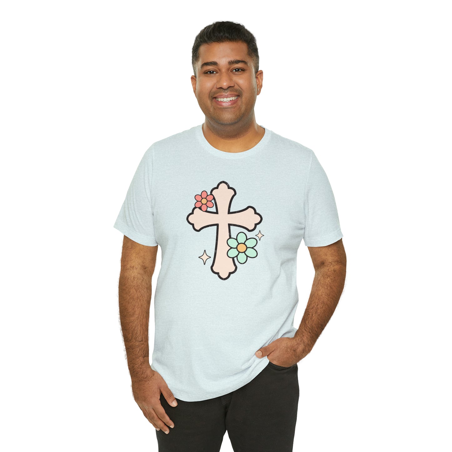 Vintage Floral Boho Cross T-Shirt