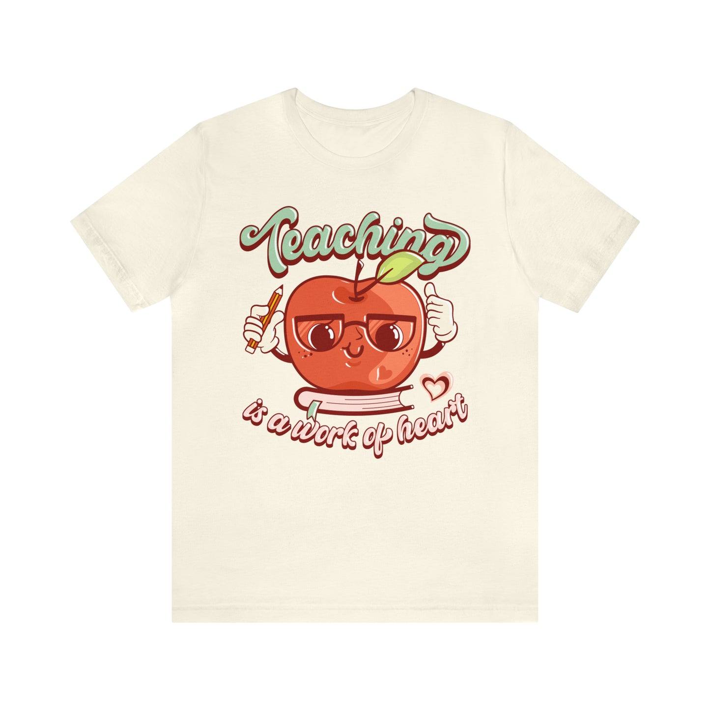 Vintage Teaching is a Work of Heart Unisex Jersey Short Sleeve Tee