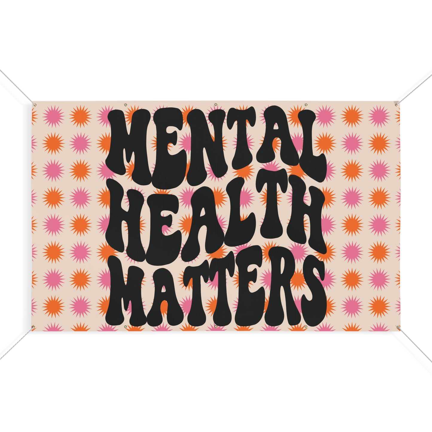 Retro Mental Health Matters Matte Banner - White