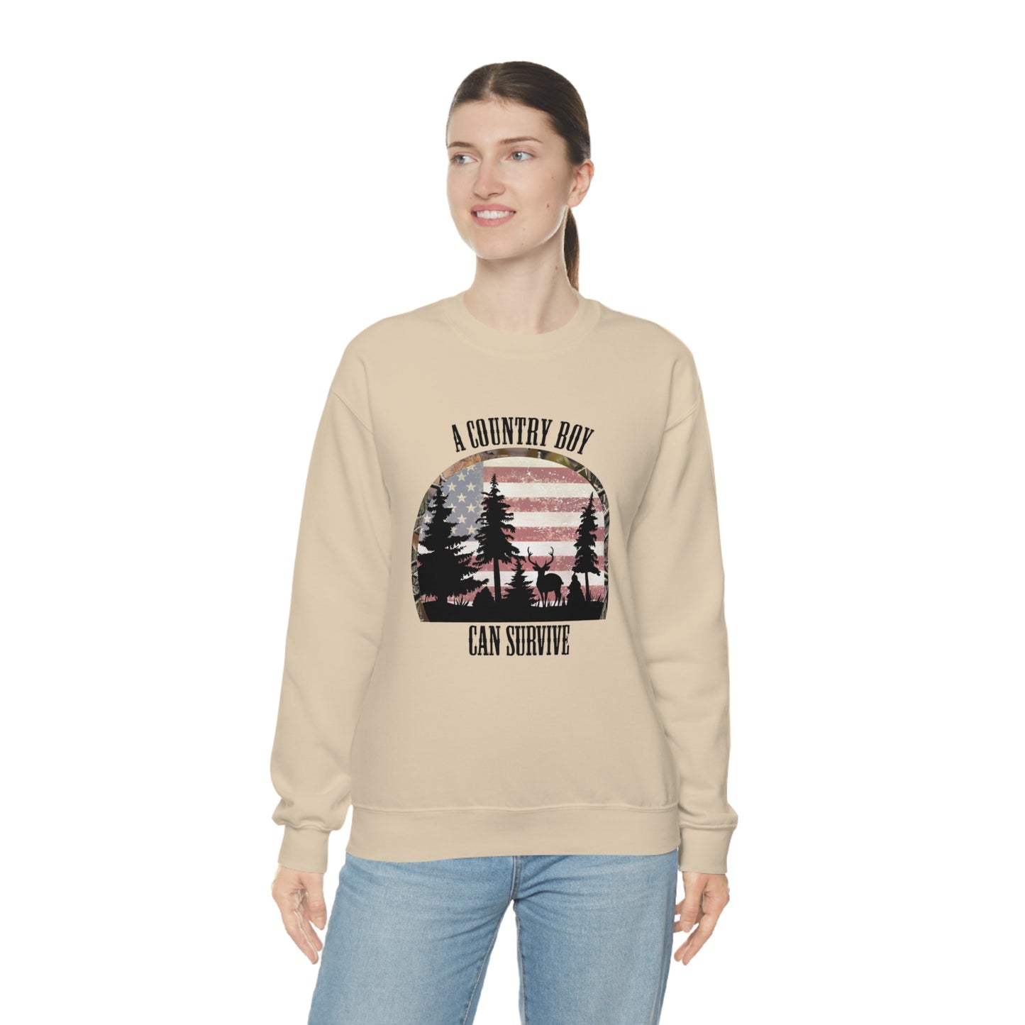 "A Country Boy Can Survive" - Unisex Heavy Blend™ Crewneck Sweatshirt