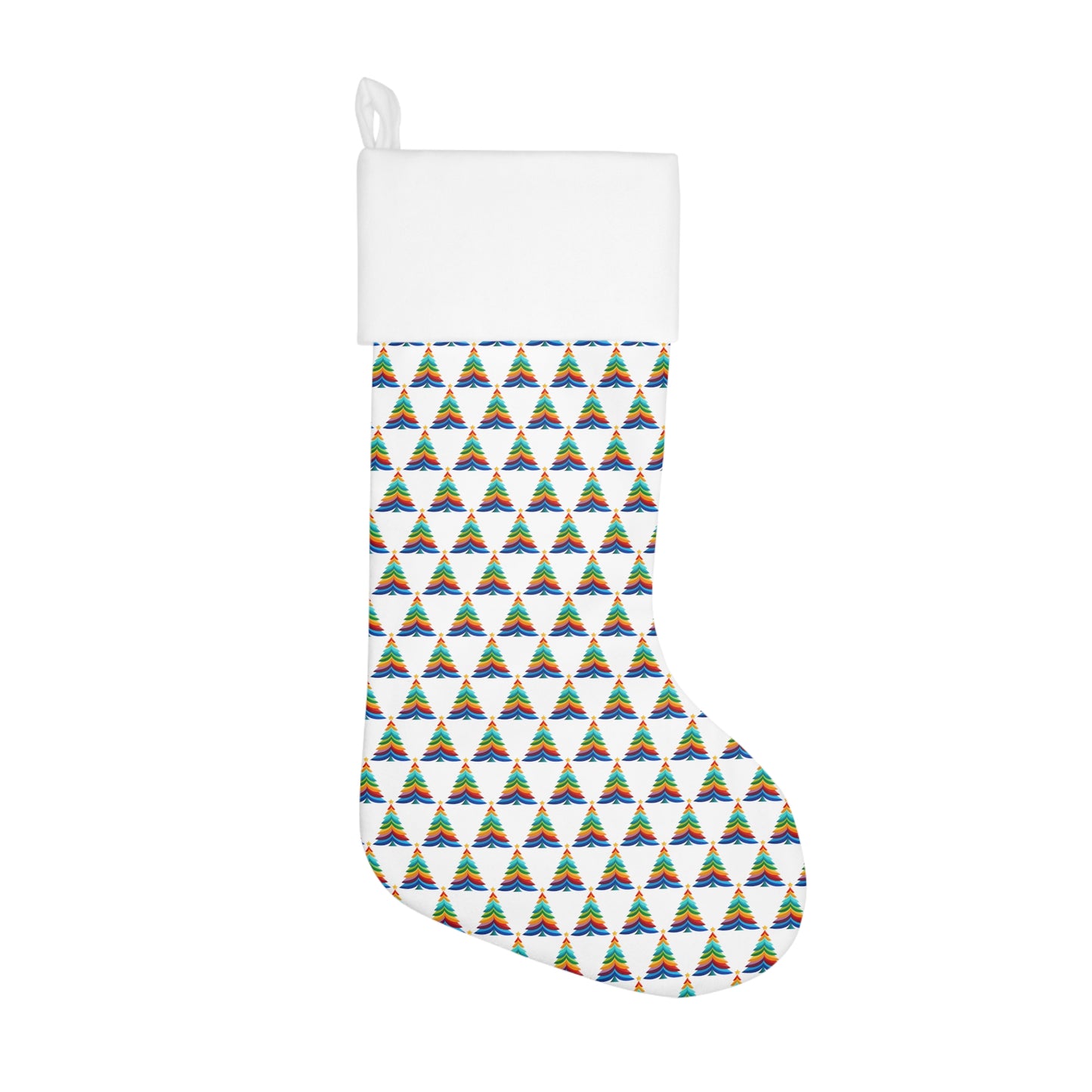 Layered Rainbow Christmas Tree Holiday Stocking