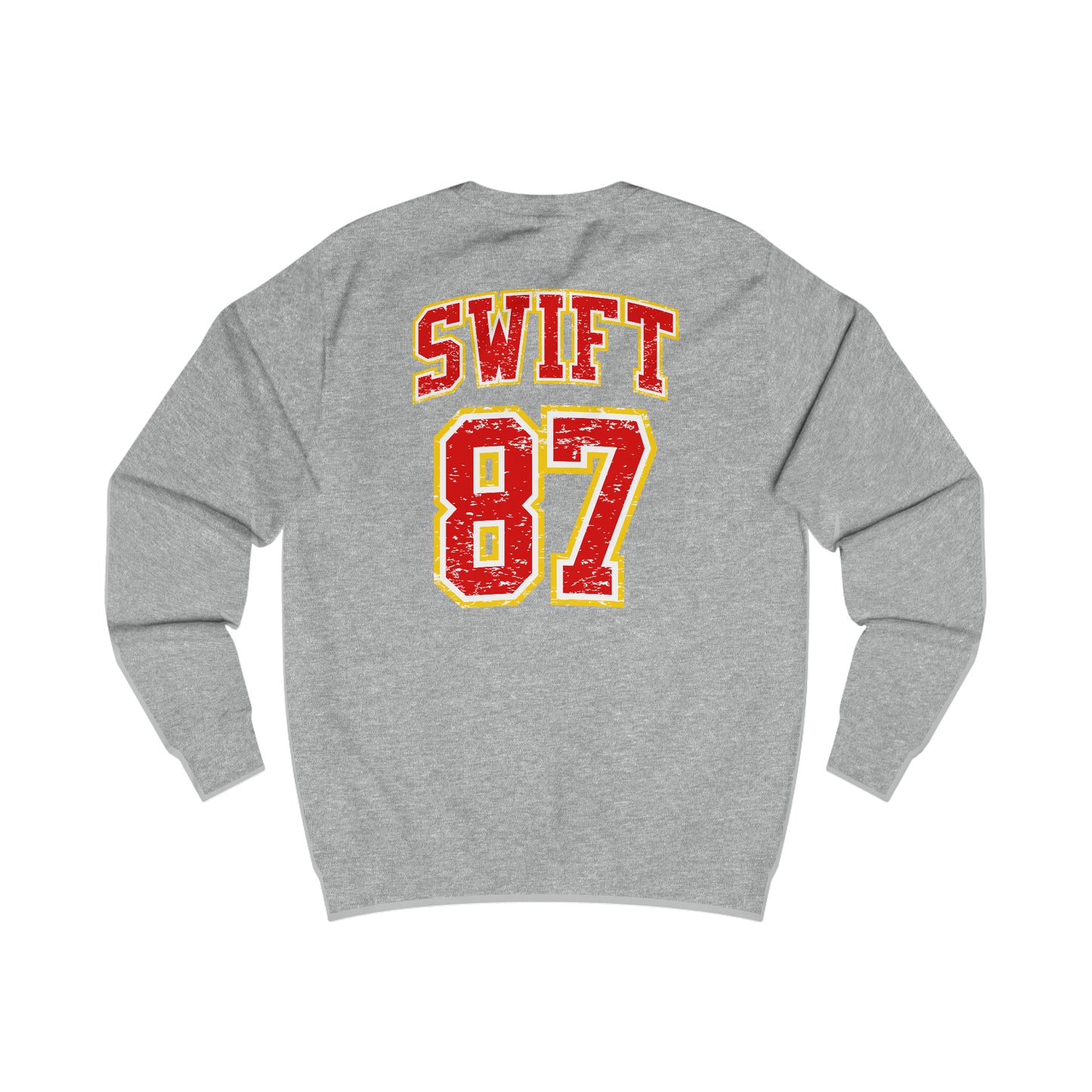 Go Taylor's Boyfriend Swift Kelce Football Shirt  with Swift 87 on back Unisex Heavy Blend™ Crewneck Sweatshirt - FRONT and BACK Design