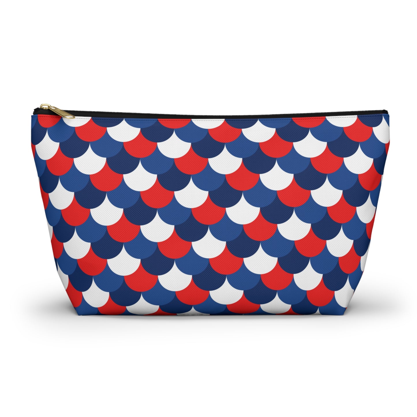 USA America 4th of July Mermaid Scale Red, White and Blue Print Design  Accessory Pouch w T-bottom