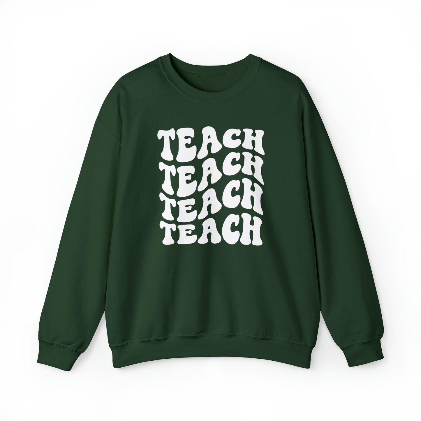 Teach Teach Teach Teach White Logo Unisex Heavy Blend™ Crewneck Sweatshirt