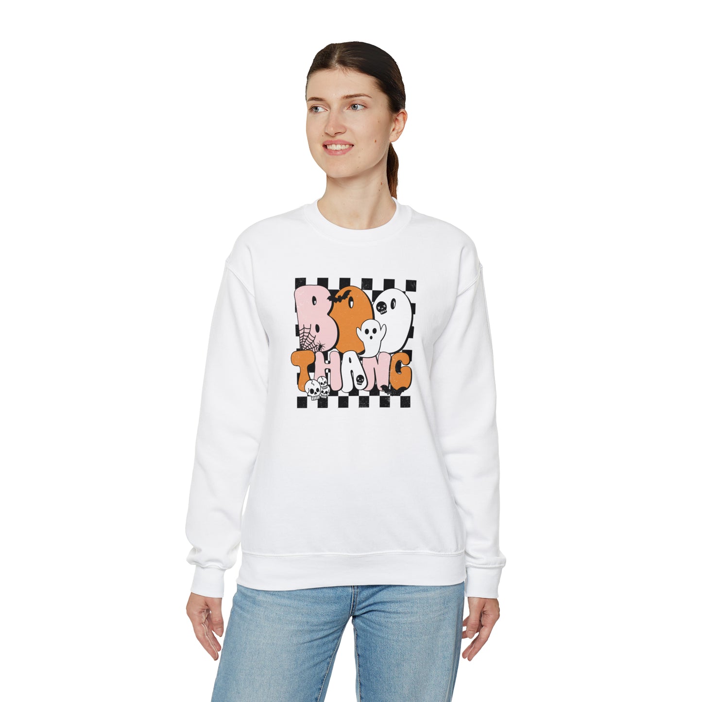 Boo Thang Fall Halloween Retro Warm Colored  Unisex Heavy Blend™ Crewneck Sweatshirt