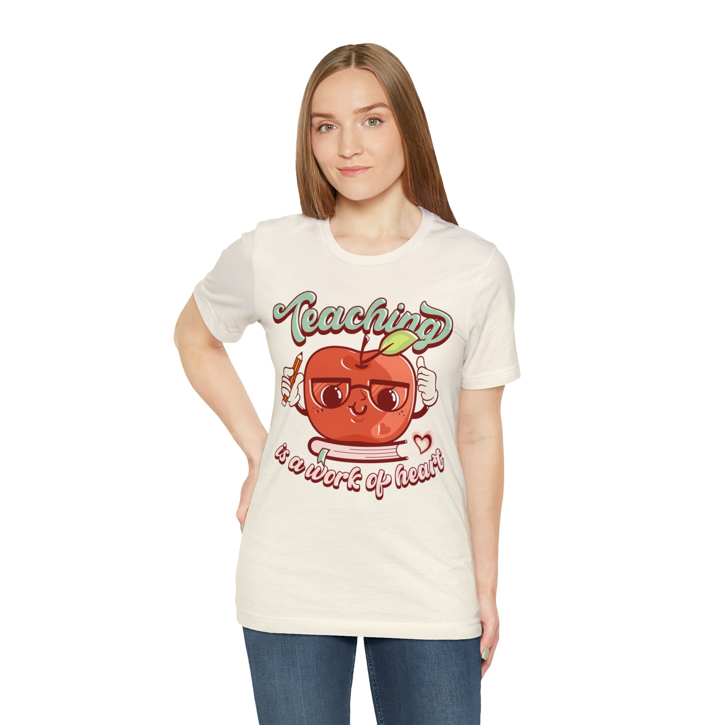 Vintage Teaching is a Work of Heart Unisex Jersey Short Sleeve Tee