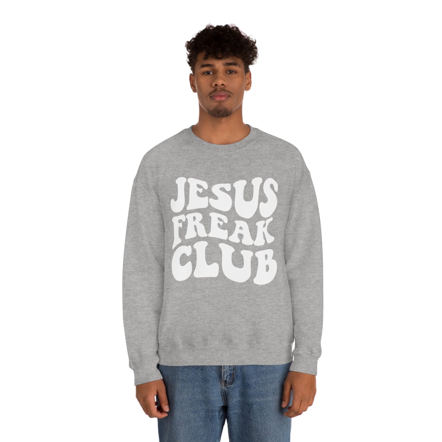 Vintage Jesus Freak Club White Logo Unisex Heavy Blend™ Crewneck Sweatshirt