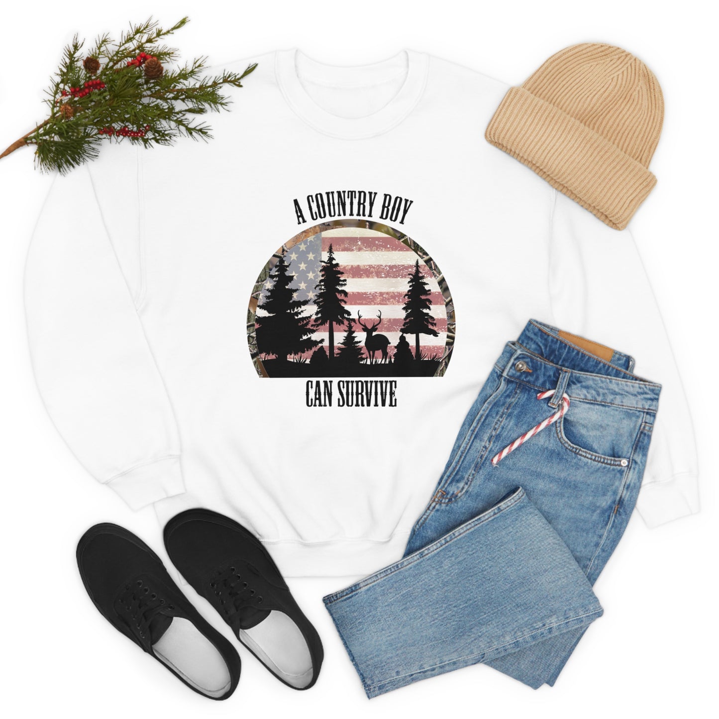 "A Country Boy Can Survive" - Unisex Heavy Blend™ Crewneck Sweatshirt