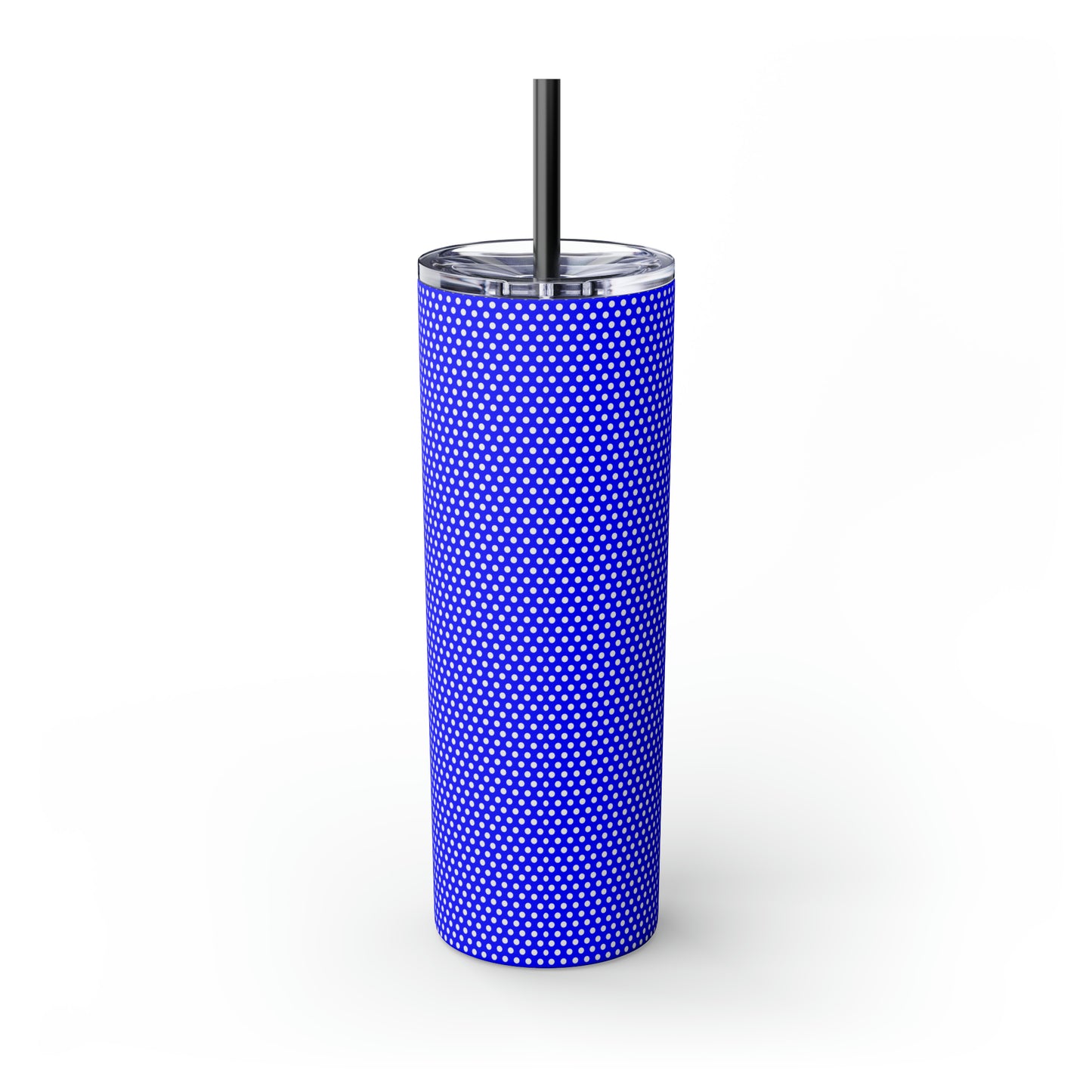 Go Big Blue Polka Dot Freeburg Midgets Skinny Tumbler with Pick your Color Straw, 20oz