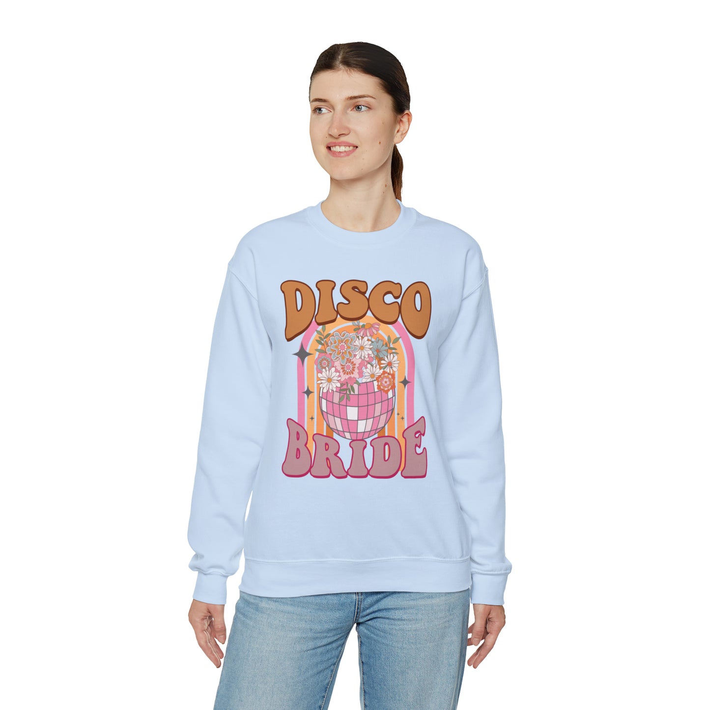 Retro Disco Bride Mirror Ball Bride Unisex Heavy Blend™ Crewneck Sweatshirt