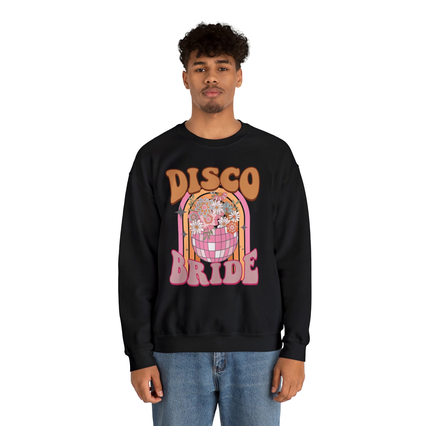 Retro Disco Bride Mirror Ball Bride Unisex Heavy Blend™ Crewneck Sweatshirt