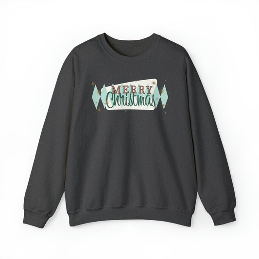 Merry Christmas Diamond Diner Pattern Holiday Unisex Heavy Blend™ Crewneck Sweatshirt