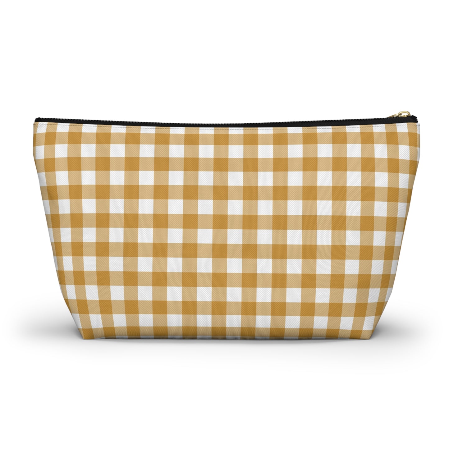 Mustard Gingham Print Design  Accessory Pouch w T-bottom