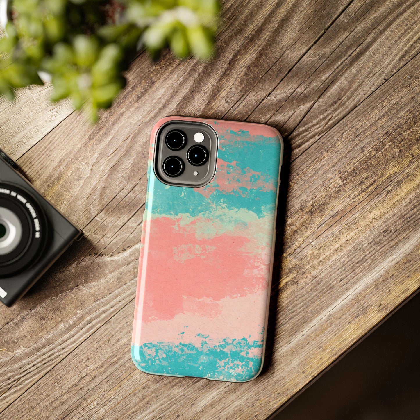 Pink and Turquoise Water Color Tough Phone Cases