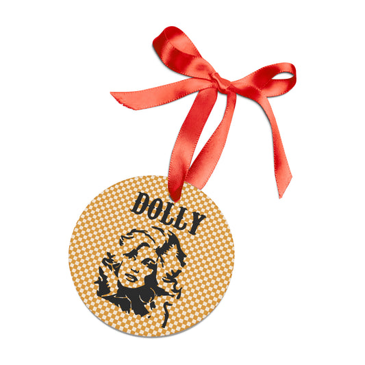 Dolly Portrait Checkerboard Ornament with Ribbon