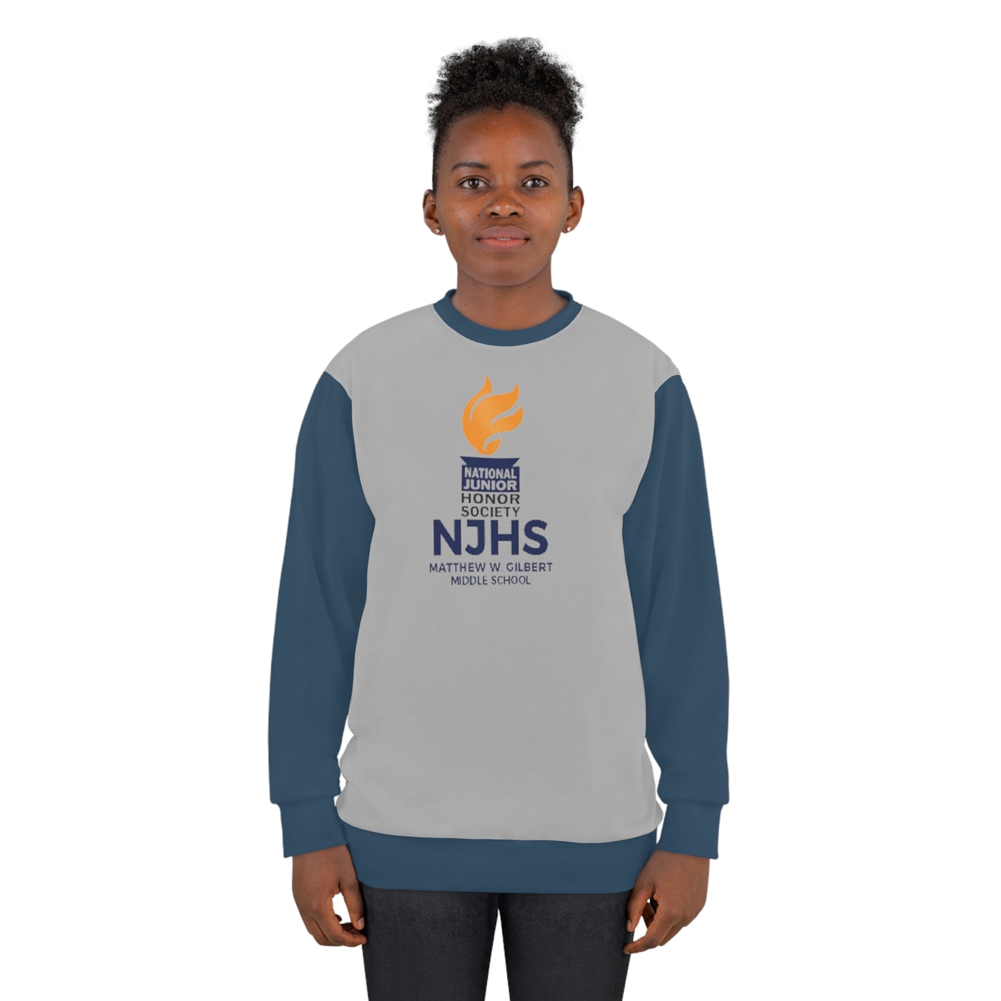 NJHS National Junior Honor Society Two Toned Sweatshirt with Logo and School Name