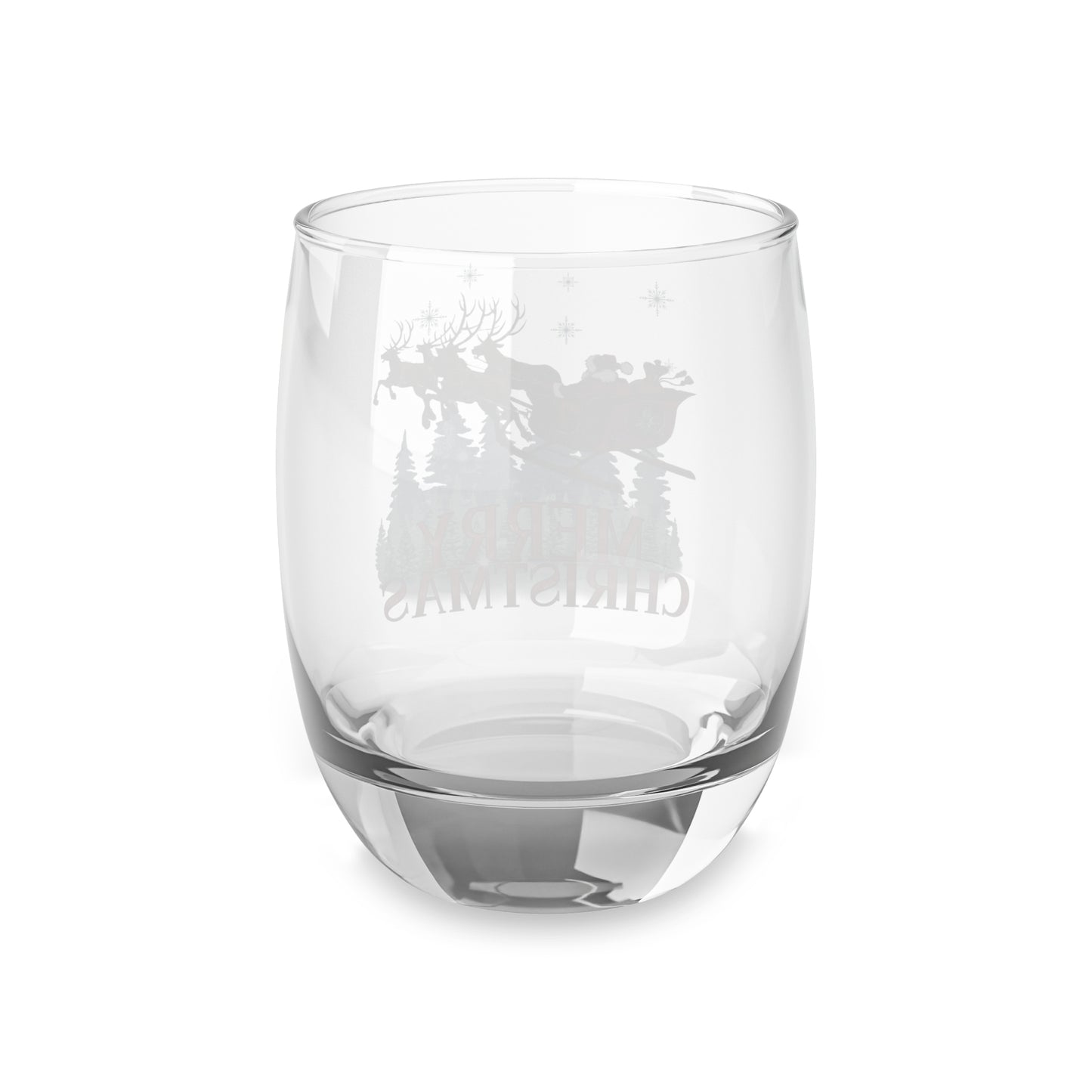 Merry Christmas Santa Sleigh Whiskey Glass