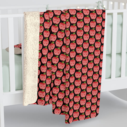 Red Apple Teach Pattern Design Sherpa Fleece Blanket