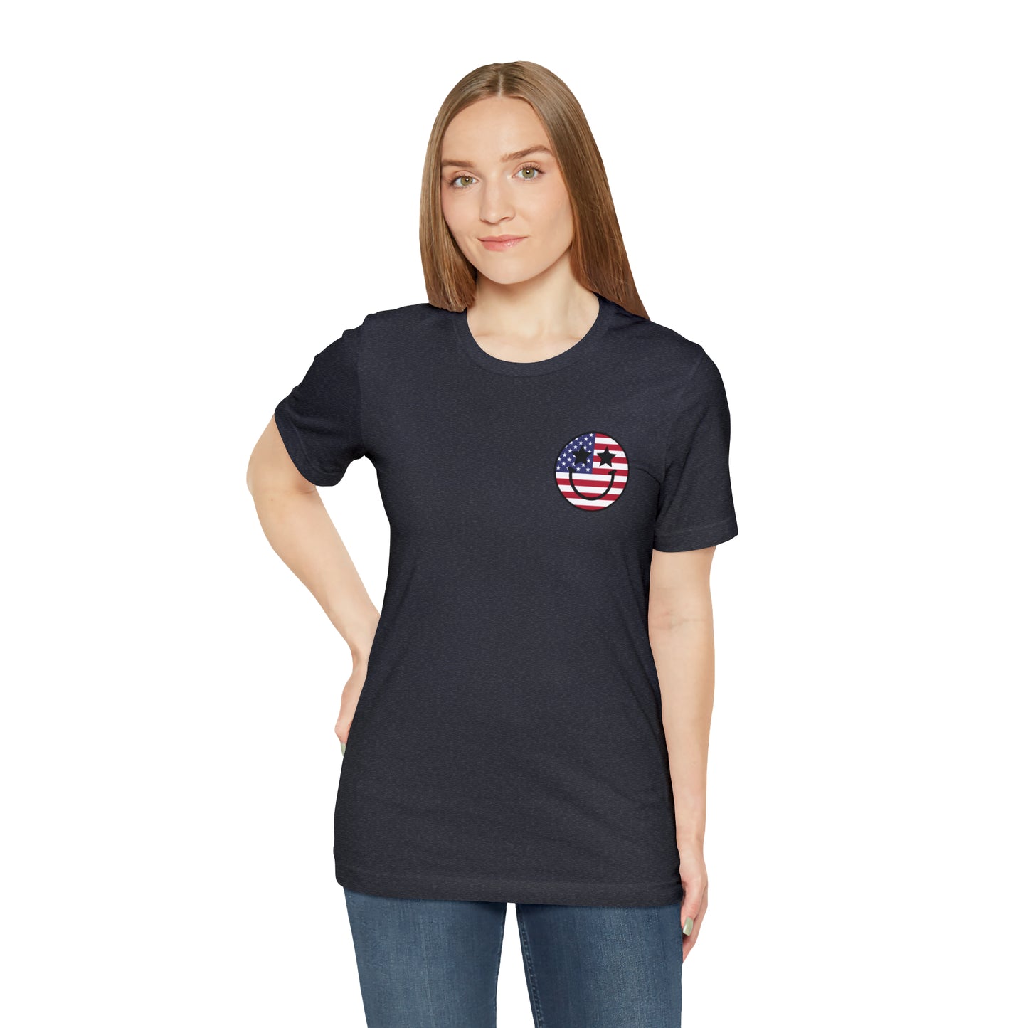 "Jesus Christ Stars and Stripes" (Front and Back Design) Unisex Jersey Short Sleeve Tee