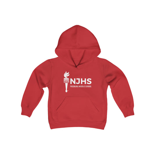 YOUTH - Freeburg Middle School NJHS White Print Youth Heavy Blend Hooded Sweatshirt