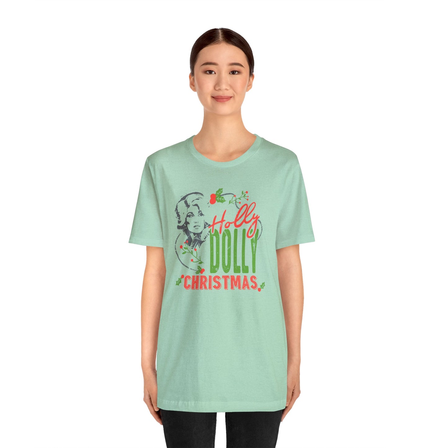 Holly Dolly Christmas Bella Jersey Short Sleeve Tee (Unisex)