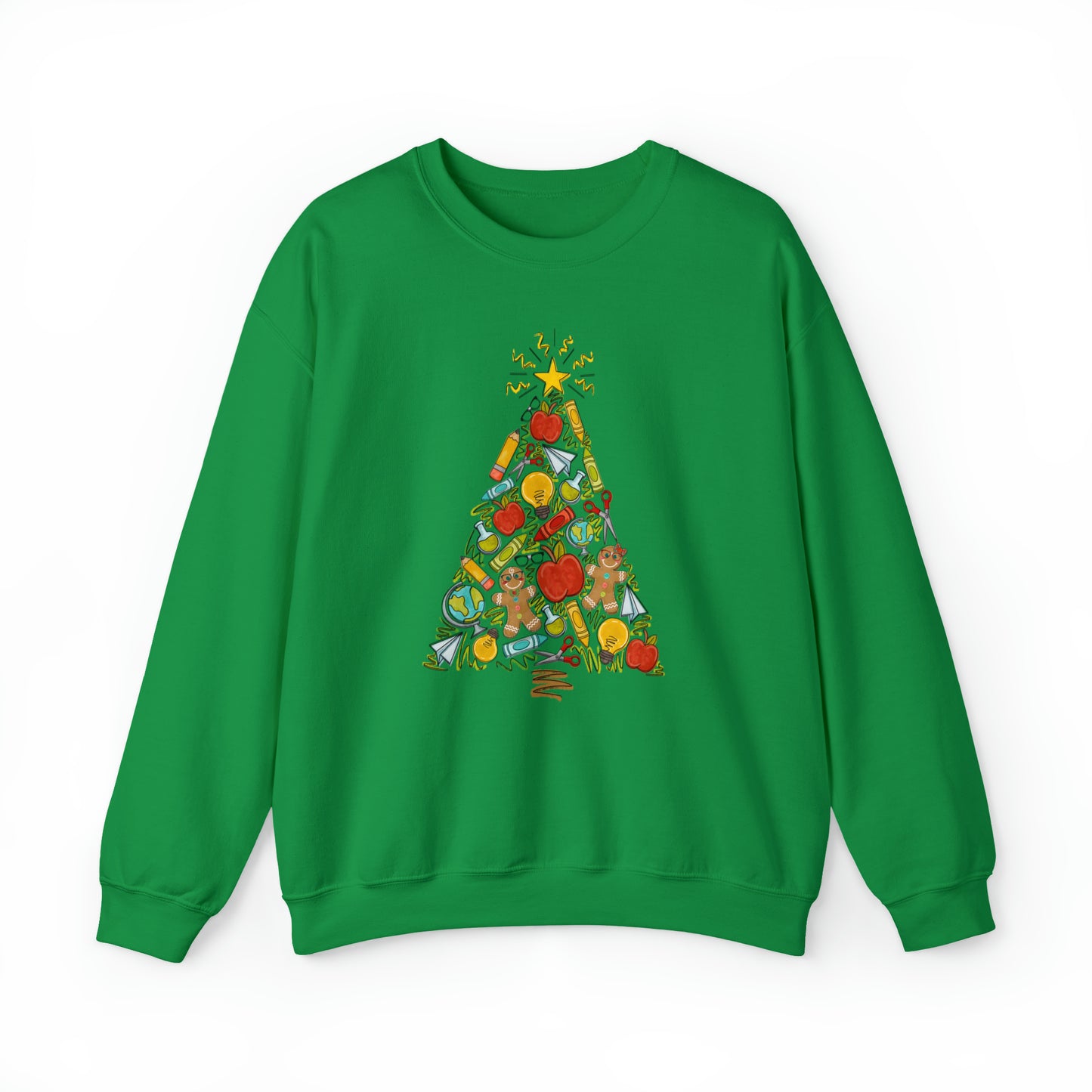 Teacher Supplies Christmas Tree Heavyweight Crewneck Sweatshirt