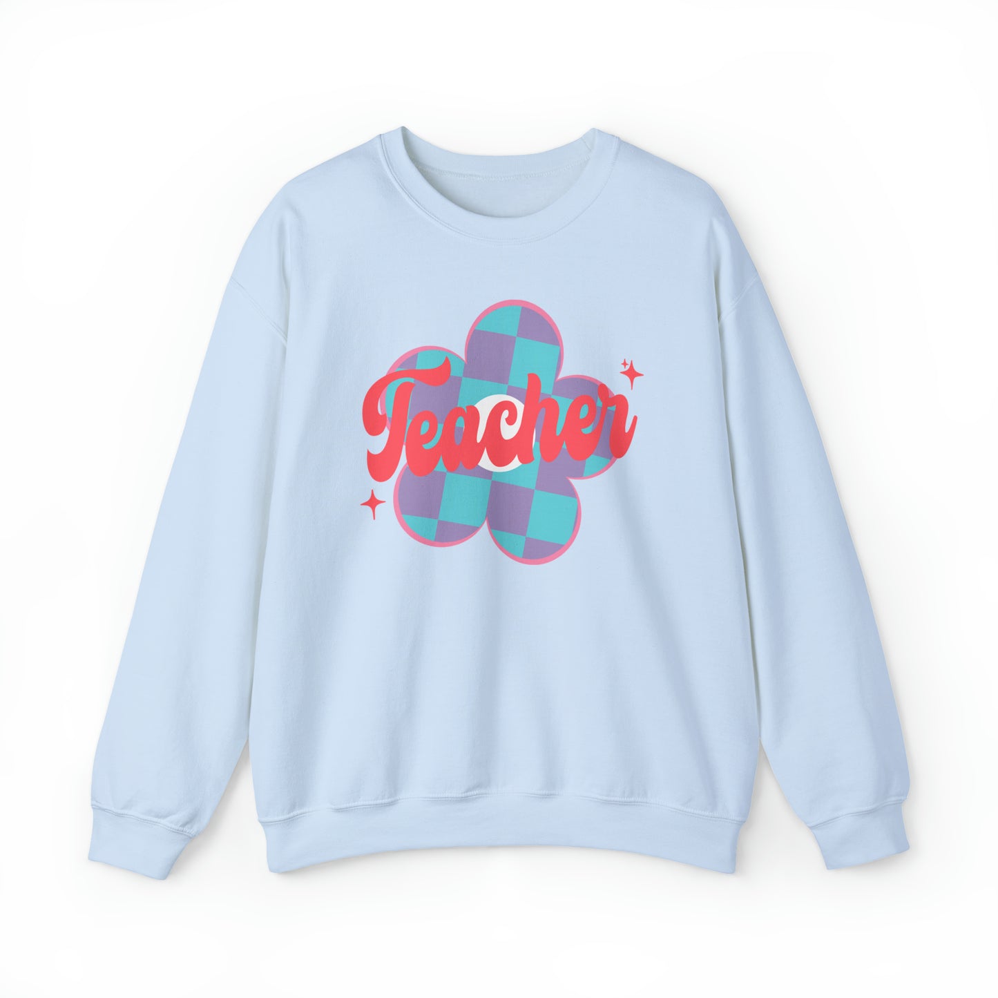 Plaid Daisy Teacher Heavy Blend™ Crewneck Sweatshirt