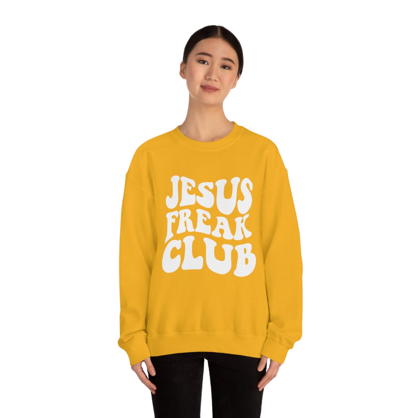 Vintage Jesus Freak Club White Logo Unisex Heavy Blend™ Crewneck Sweatshirt