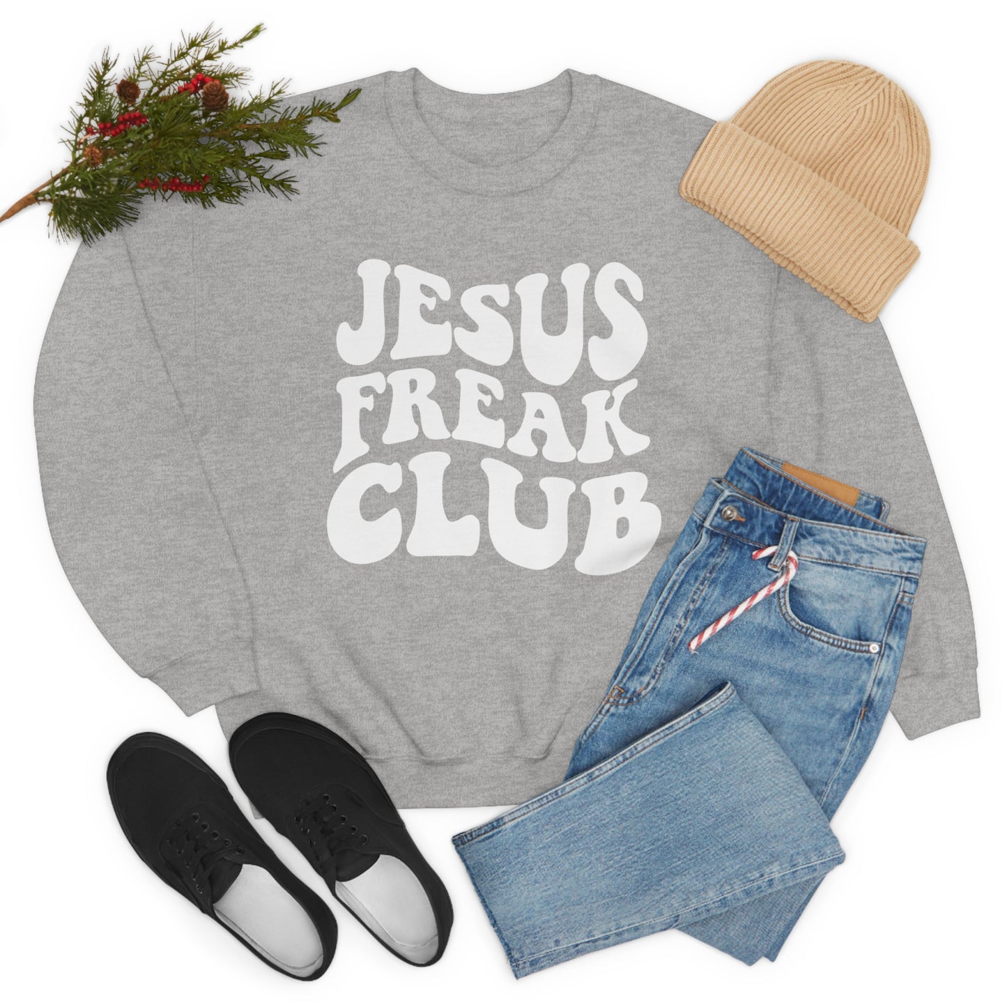 Vintage Jesus Freak Club White Logo Unisex Heavy Blend™ Crewneck Sweatshirt