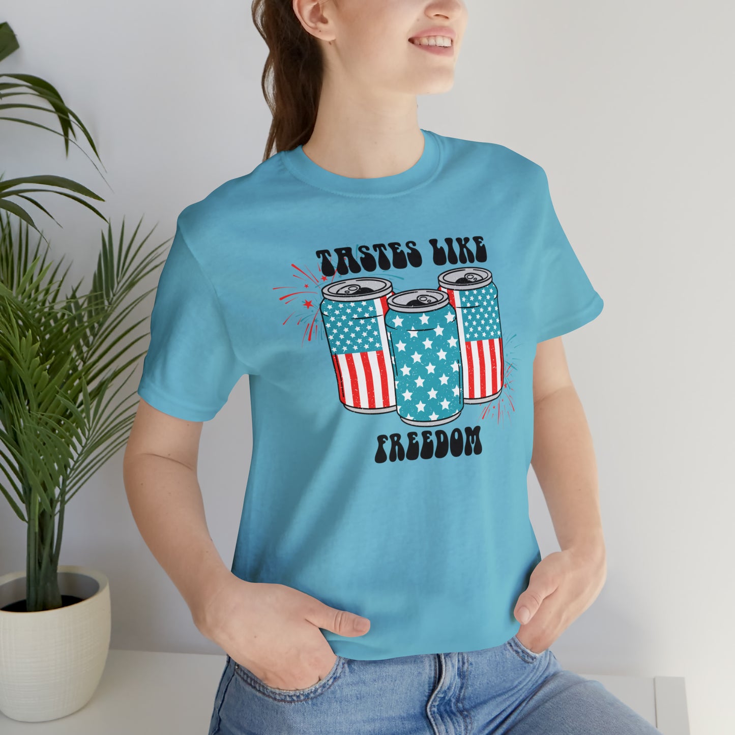 American USA Tastes Like Freedom Beverage Can Unisex Jersey Short Sleeve Tee