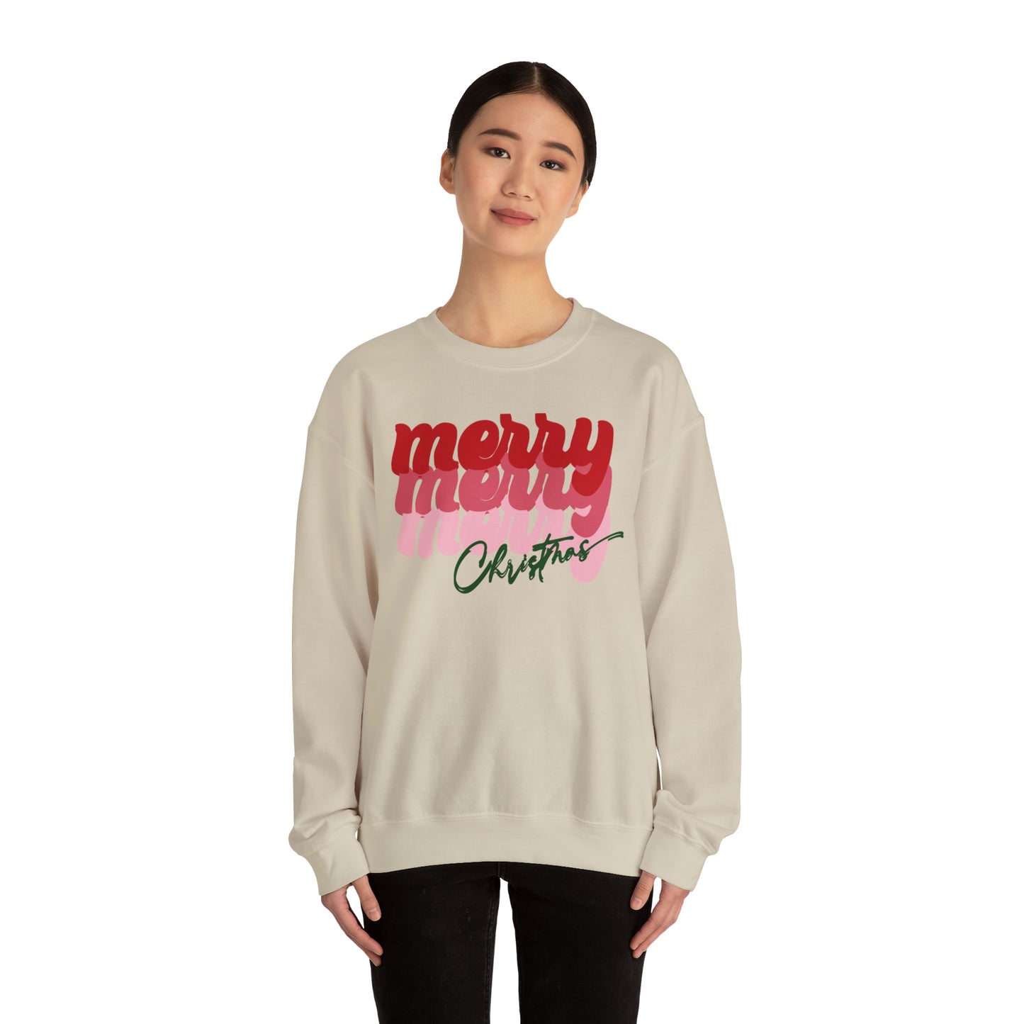 Merry Merry Merry Christmas Unisex Heavy Blend™ Crewneck Sweatshirt