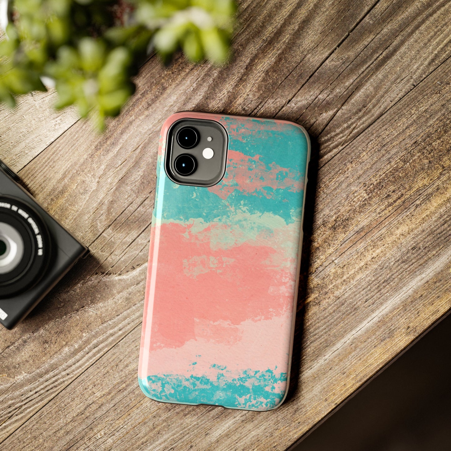 Pink and Turquoise Water Color Tough Phone Cases